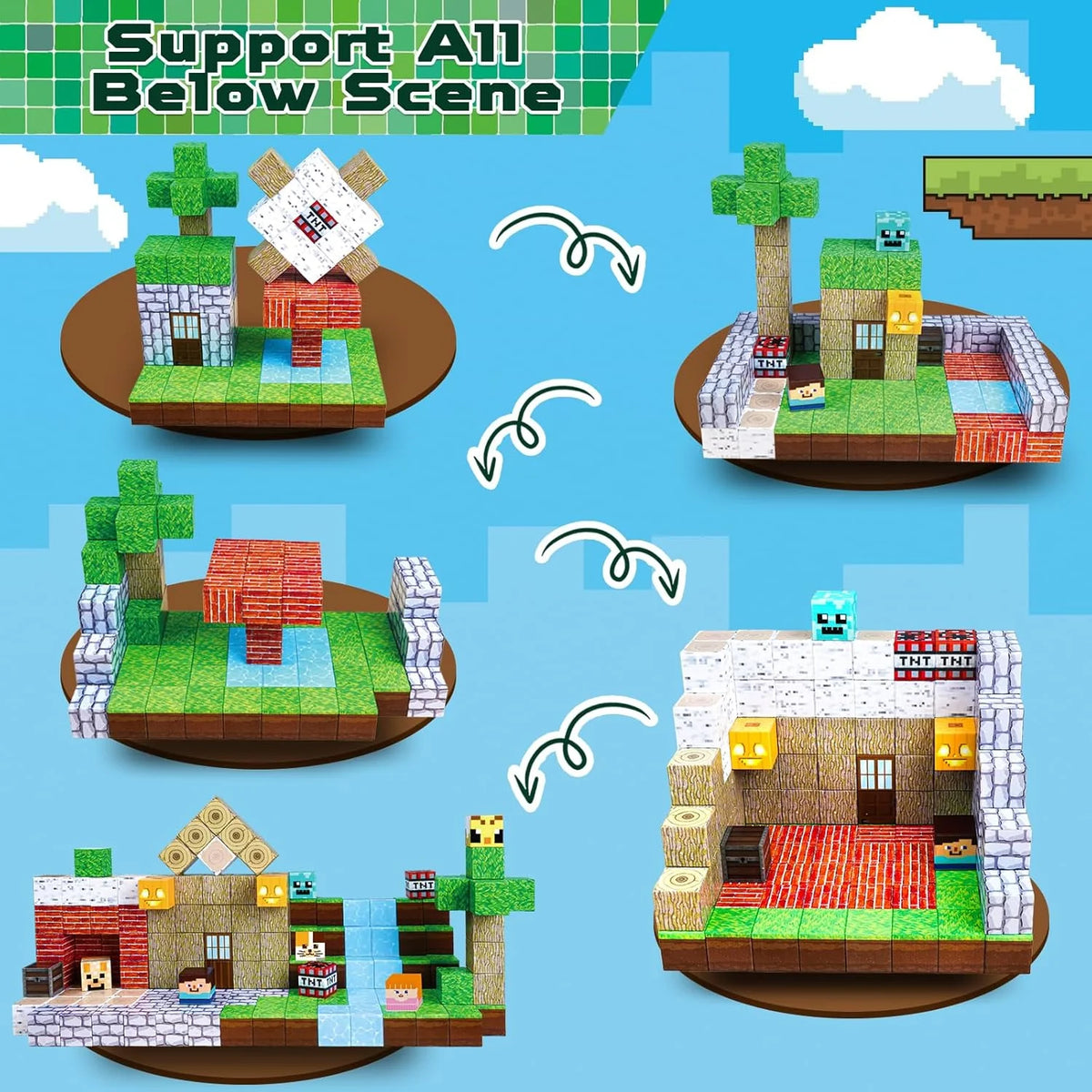 MAGNECRAFT Magnetic Blocks FOREST LIFE – 100 Stk. magnetische Bauklötze STEM-Spielzeug für Kinder ab 3 Jahren