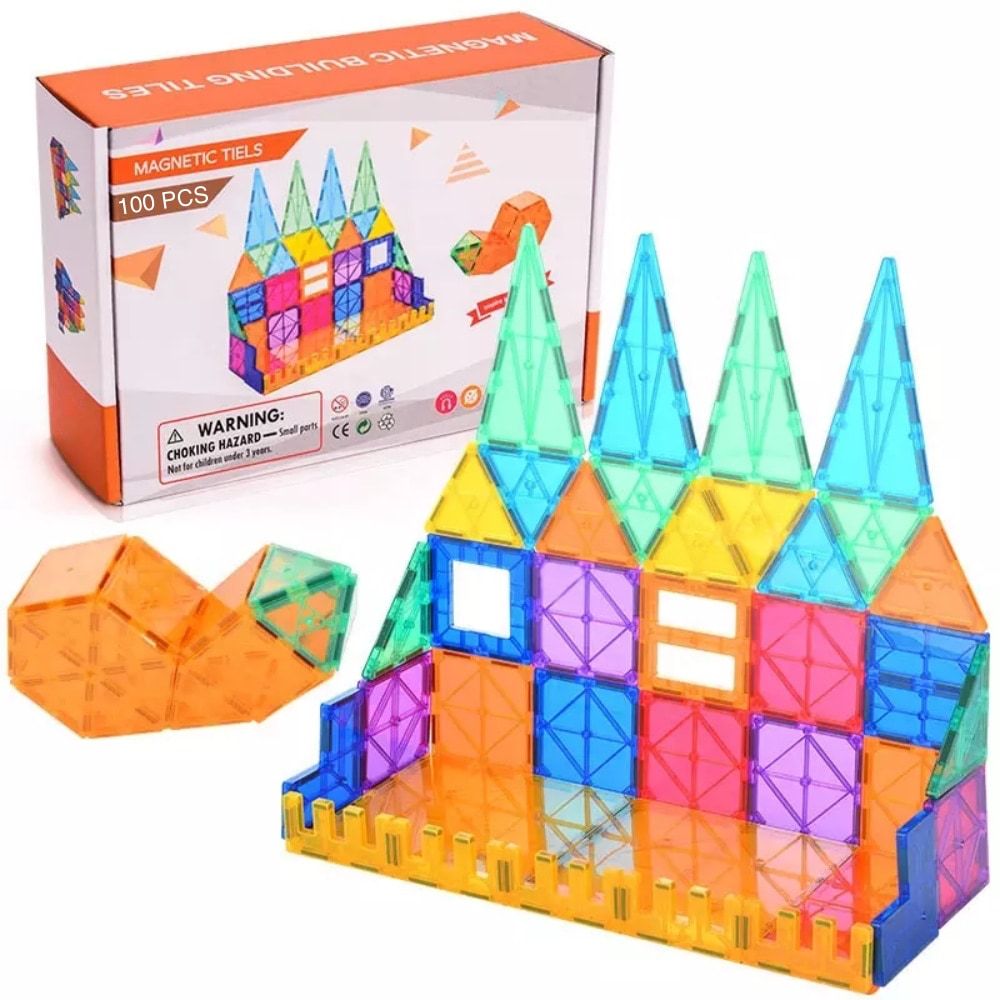 Magnetische Bausteine für Kinder ab 2 Jahre, Montessori, STEM Spielzeug – 100 Teile