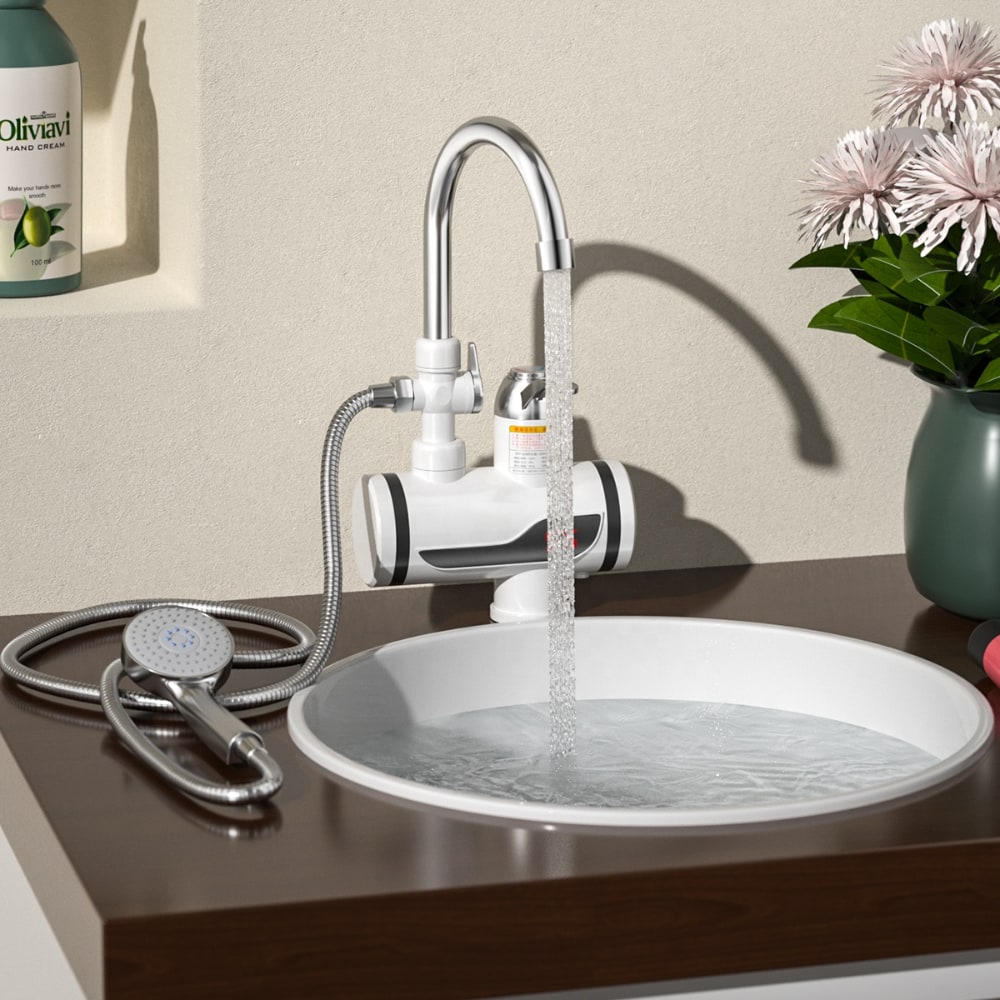 Wasserhahn und Dusche mit Durchlauferhitzer 3kW- Sofort heißes Wasser
