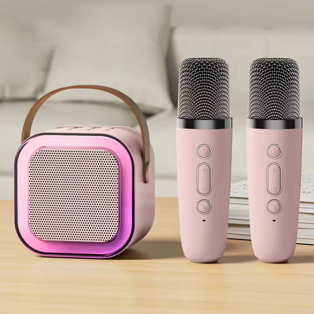 Karaoke-Set für Kinder, Lautsprecher + 2 Mikrofone