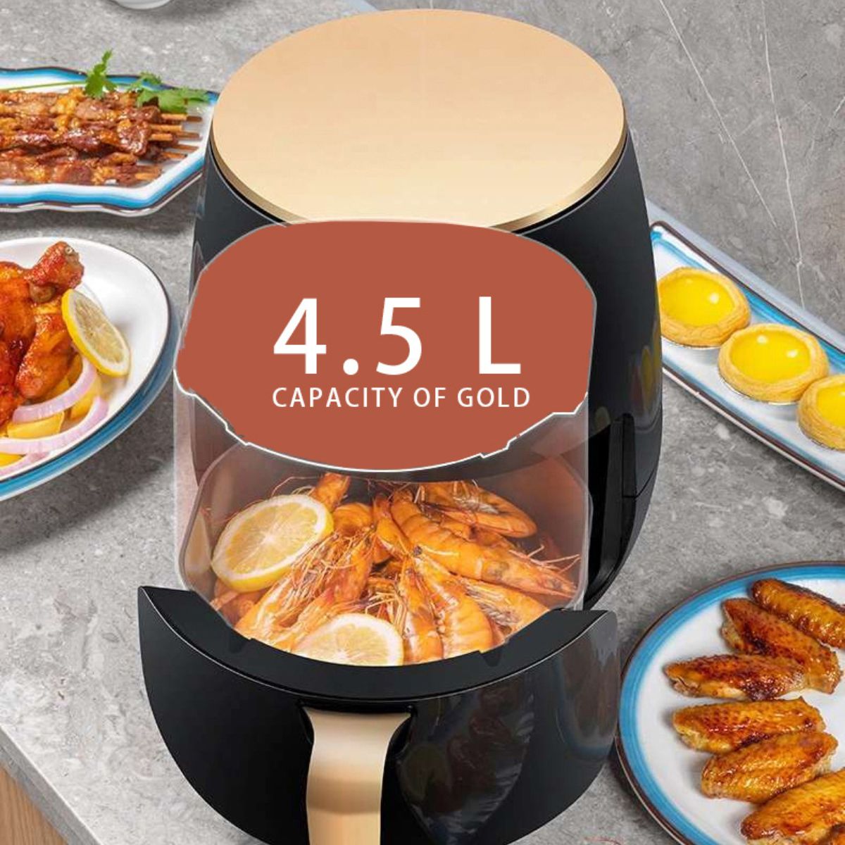 Heißluftfritteuse, 4,5 L Fassungsvermögen