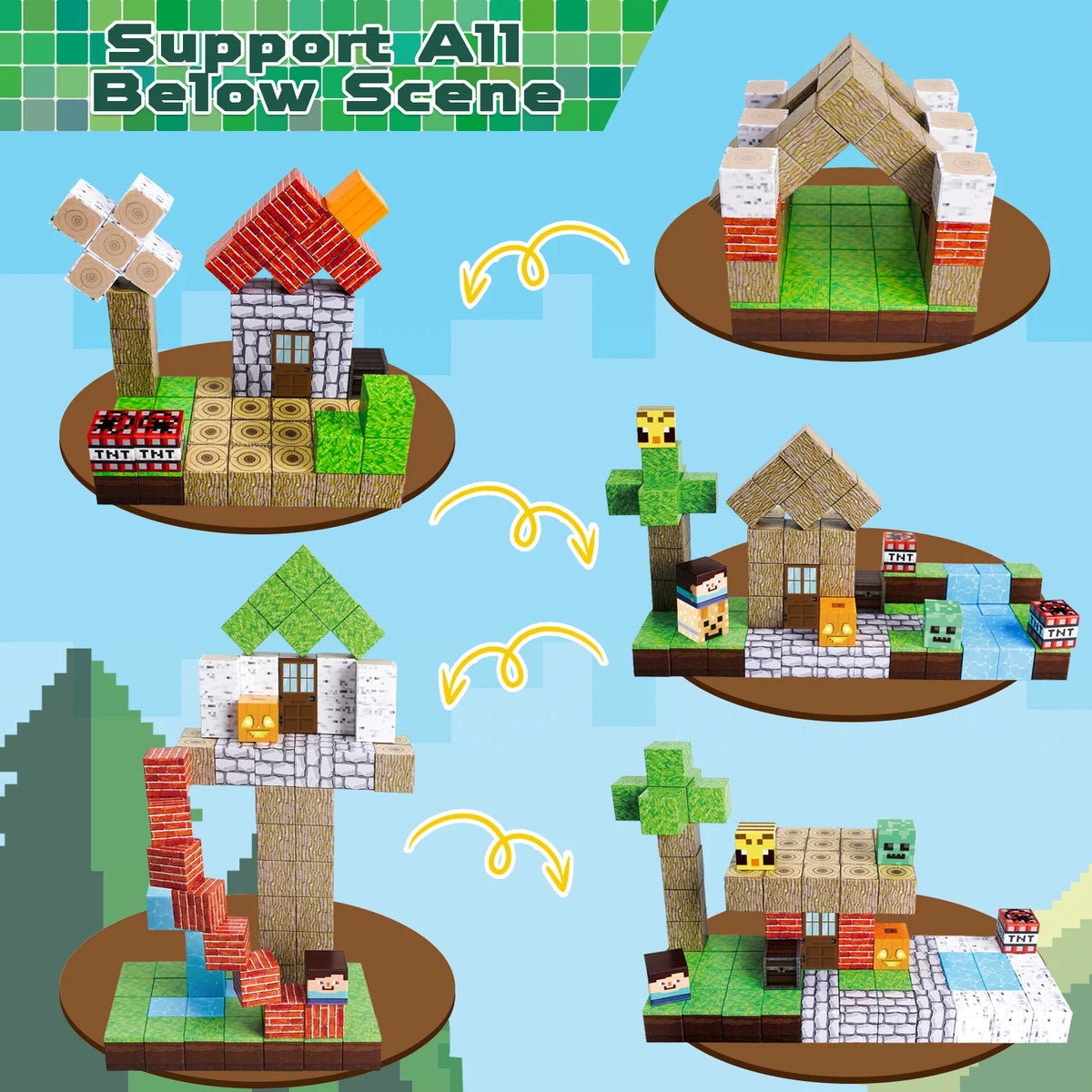 MAGNECRAFT Magnetic Blocks FOREST LIFE – 100 Stk. magnetische Bauklötze STEM-Spielzeug für Kinder ab 3 Jahren