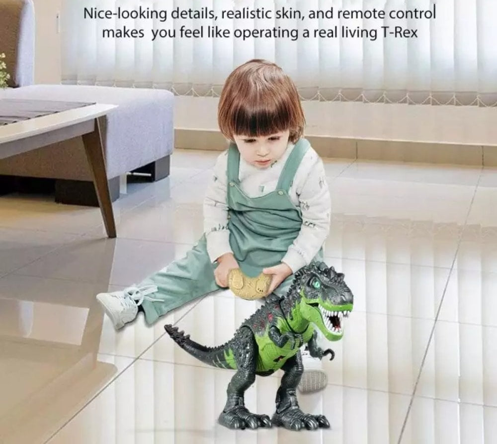 Ein feuerspeiender Dinosaurier-Roboter