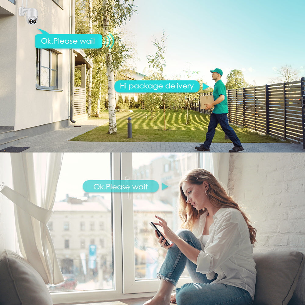 Überwachungskamera Außen, WiFi, Full-HD, 2-Wege Audio, IP66 wetterfest, 360°/90° Schwenkbar